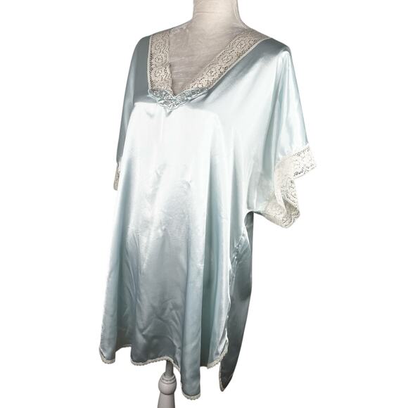 Vintage Val Mode Lingerie Nightgown Large Blue Lace V-Neck - Picture 4 of 13